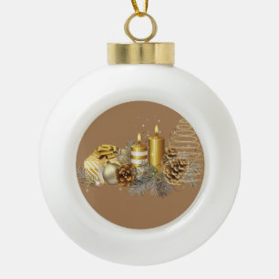 Christmas Ceramic Ball Ornament, Christmas Candle Ornament