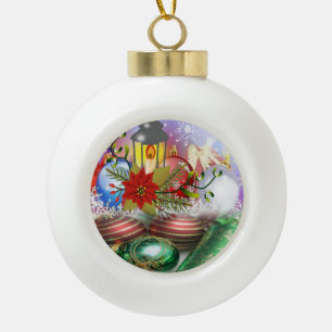 Christmas Ceramic Ball Ornament, Christmas Candle Ornament