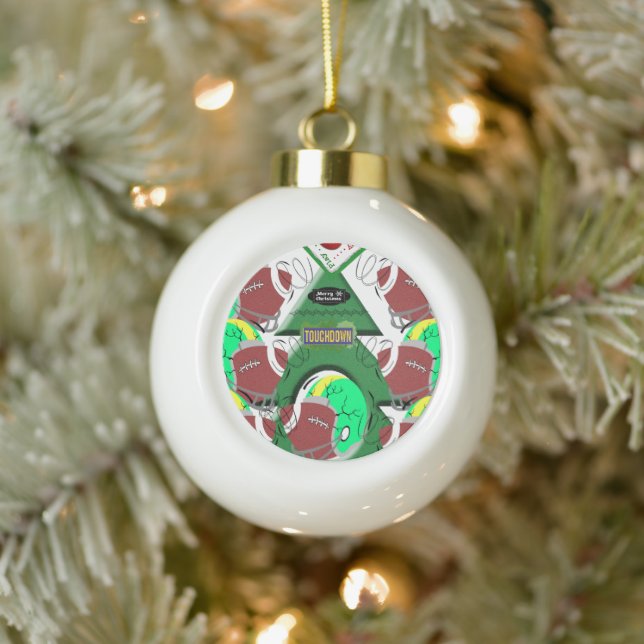 Christmas Ceramic Ball Ornament, Football Ceramic Ball Christmas Ornament (Tree)