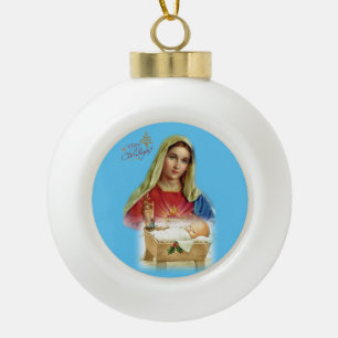Christmas Ceramic Ball Ornament, Jesus Christ Ceramic Ball Christmas Ornament
