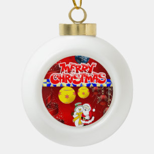 Christmas Ceramic Ball Ornament, Merry Christmas Ornament