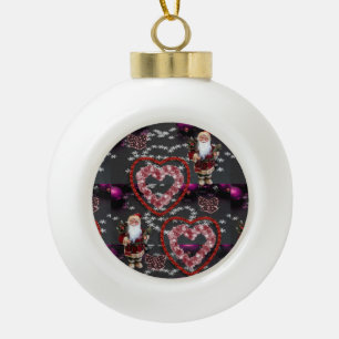 Christmas Ceramic Ball Ornament, Santa Ceramic Ball Christmas Ornament
