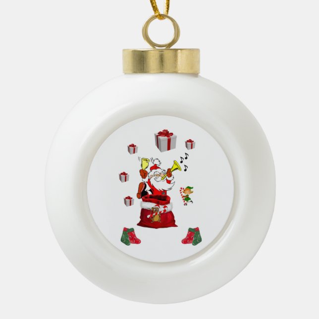 Christmas Ceramic Ball Ornament, Santa Ornament (Front)