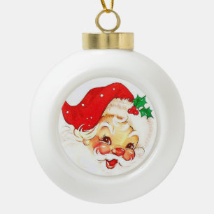 Christmas Ceramic Ball Ornament, Santa Ornament