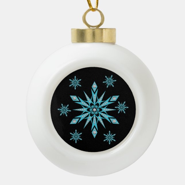 Christmas Ceramic Ball Ornament, Snowflake Ceramic Ball Christmas Ornament (Front)