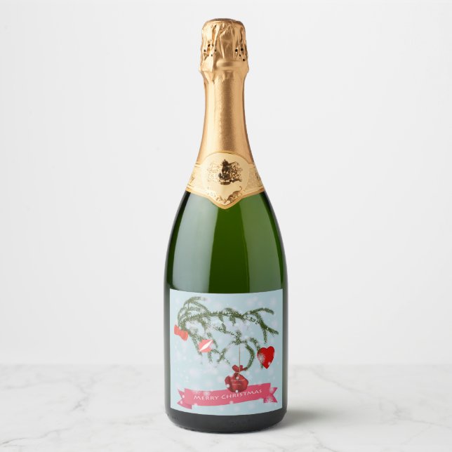 Christmas Ceramic Tile Sparkling Wine Label (Front)