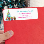 Christmas Cerise & Aqua Fantasy Tree Name  Return Address Label<br><div class="desc">Christmas Cerise & Aqua Ornaments Fantasy Tree Name & Return Address Label.</div>
