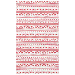 Christmas Chalet Red and White Reindeer Snowflake Tablecloth