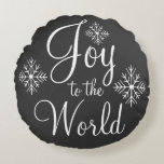 Christmas Chalkboard Joy to the World Pillow<br><div class="desc">A chalkboard colour scheme decorates this Joy to the World,  Christmas pillow. This holiday pillow is great for a bedroom,  guest room,  retro decor,  vintage decor,  rustic decor,  Christmas,  Christmas decor,  holiday decor,  etc... The design is from original art.</div>