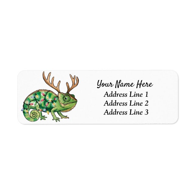 Christmas Chameleon Lizard Return Address Label (Front)