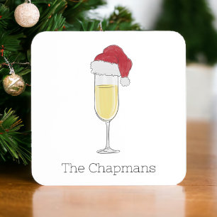 Christmas Champagne Festive Santa Hat Coaster