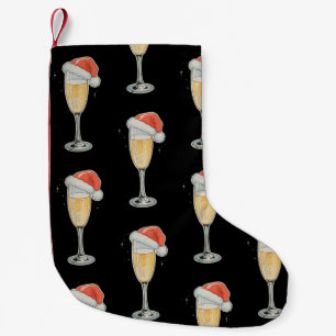 Christmas Champagne Santa Hat Drink Holiday Party Small Christmas Stocking