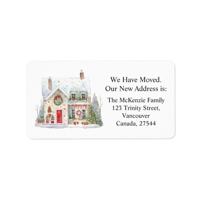 Christmas Change Address New Home Label (Front)