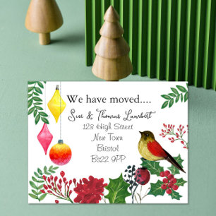 Christmas Change of Address Card – Retro Robin