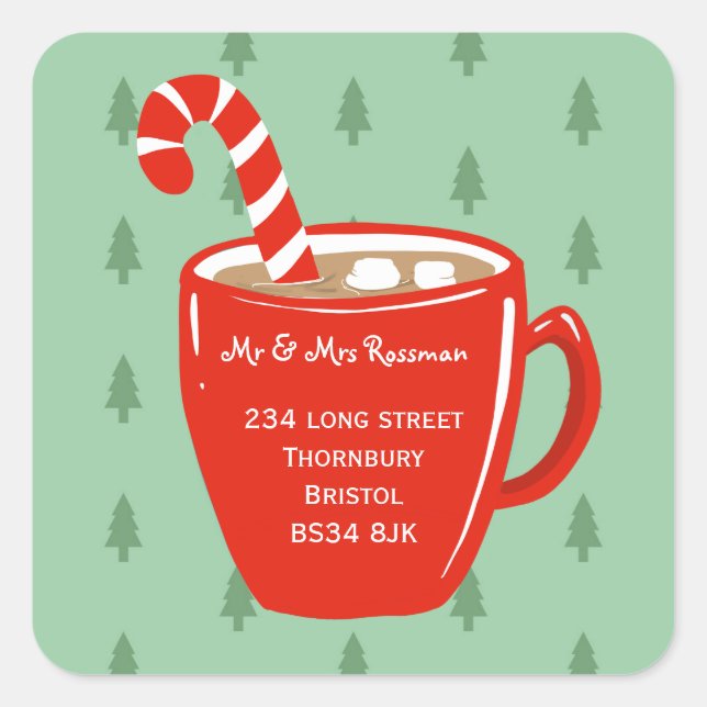 Christmas Change of address cocoa sticker (Front)