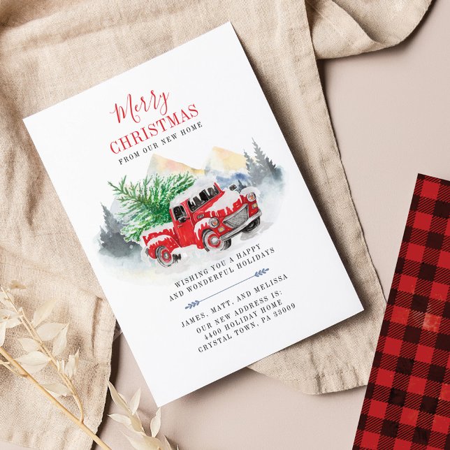 Christmas Change of Address Moving Card (Merry Christmas Moving Plaid Announcement Card)