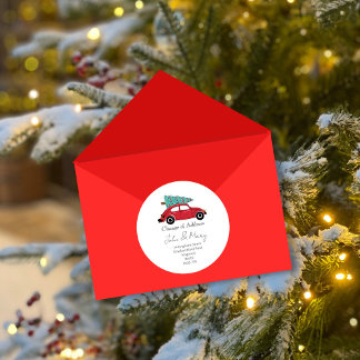 Christmas Change of Address Sticker | Red Car with