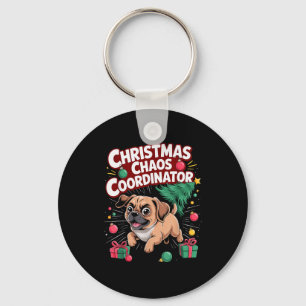 Christmas Chaos Coordinator Xmas Puppy Funny Puggl Key Ring
