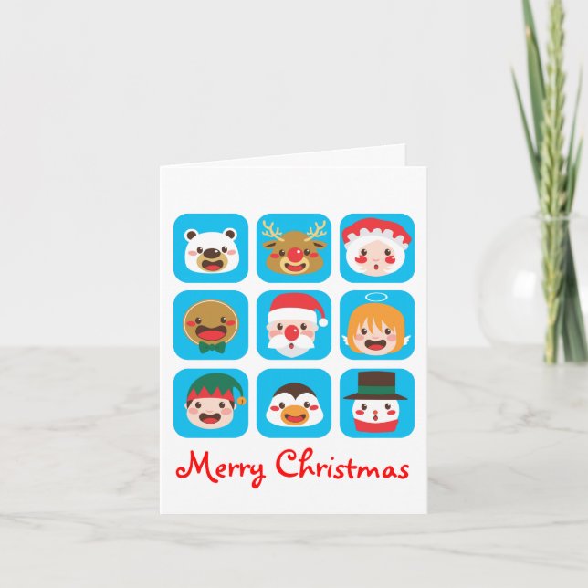 Christmas Character Faces Holiday Card (Front)