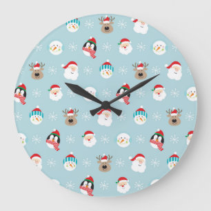 Christmas Character Heads: Festive Wrap Large Clock