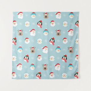 Christmas Character Heads: Festive Wrap Tapestry