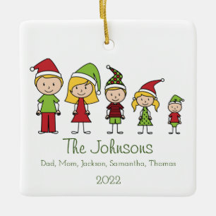 Christmas Characters Family Cute Personalised Ceramic Ornament