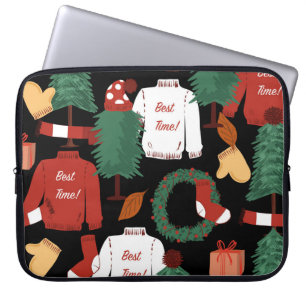 Christmas Charm: Festive Pattern Play. Laptop Sleeve