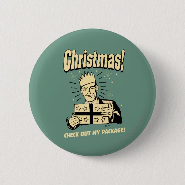 Christmas: Check Out My Package 6 Cm Round Badge (Front)