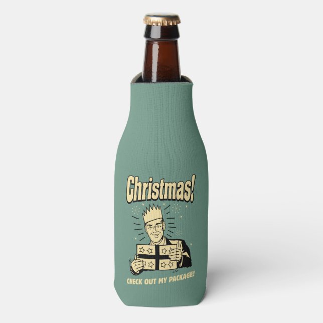 Christmas: Check Out My Package Bottle Cooler (Bottle Front)