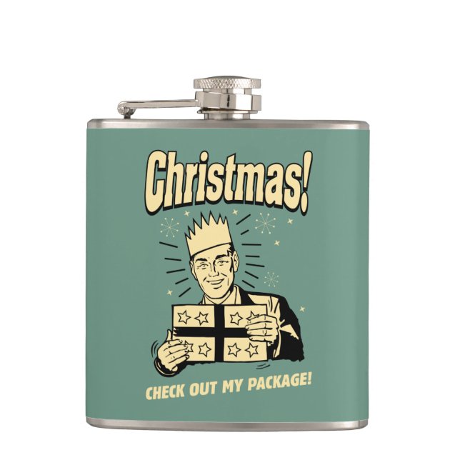 Christmas: Check Out My Package Hip Flask (Front)