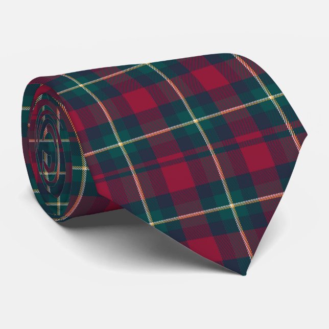 Christmas Checkered Scottish red and green pattern Tie (Rolled)