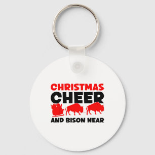 Christmas Cheer And Bison Near - Bison Buffalo Xma Key Ring