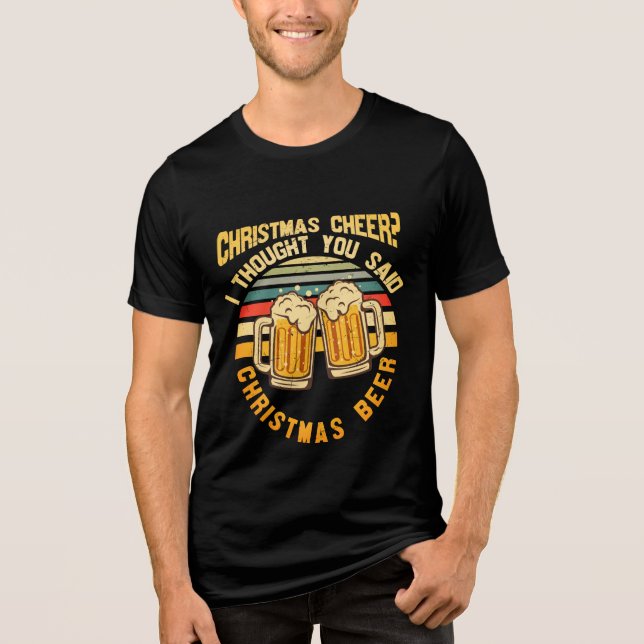 Christmas Cheer Beer Funny Retro Festive Holiday Tri-Blend Shirt (Front)