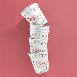 Christmas Cheer Calligraphy Script Custom Paper Cups