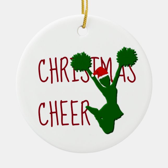 Christmas Cheer Cheerleader Holiday Spirit Ceramic Tree Decoration (Front)
