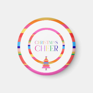 Christmas Cheer Colourful Tree Paper Plate Magnet