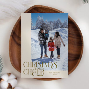 Christmas Cheer Elegant Cream Christmas Photo Holiday Card