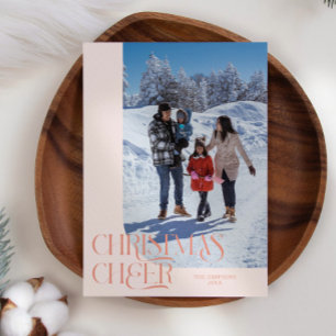 Christmas Cheer Elegant Peach Christmas Photo Holiday Card