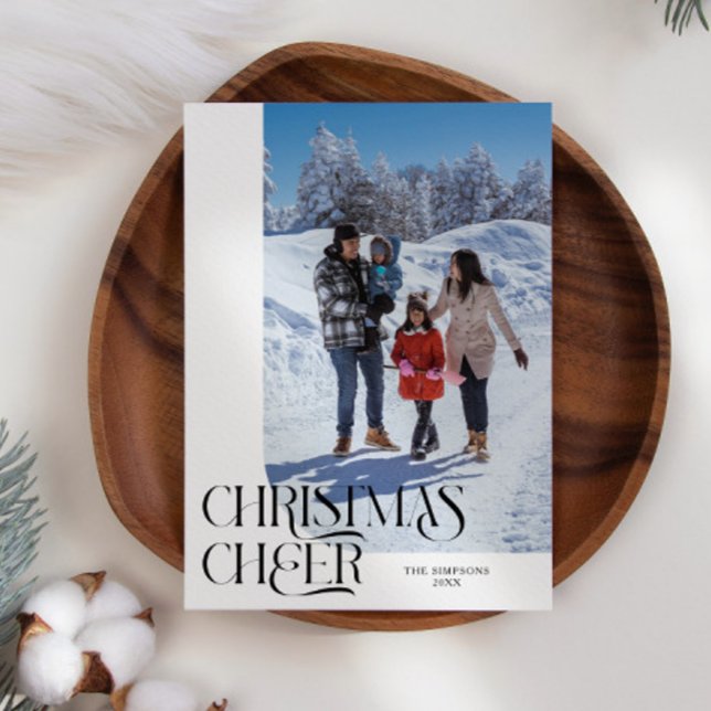 Christmas Cheer Elegant White Christmas Photo Holiday Card (Creator Uploaded)