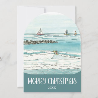 Christmas Cheer from the Coast Snow-globe Holiday Card