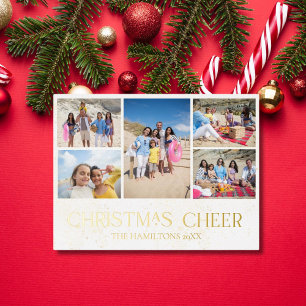 Christmas Cheer Gold Foil Holiday Card 5 Photos