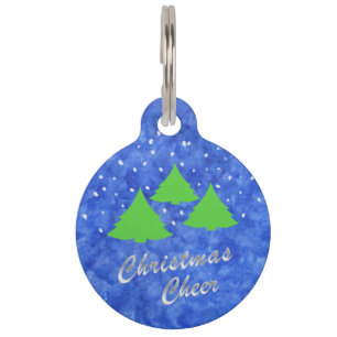 Christmas Cheer in Royal Blue and Lime Green Pet Tag
