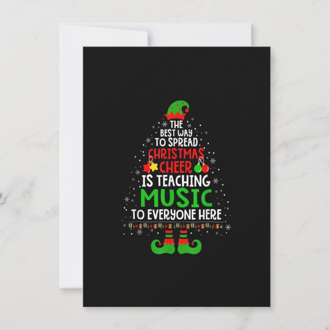 Christmas Cheer Is Teaching Music Santa Elf Teache Invitation (Front)