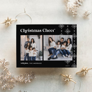 Christmas Cheer   Modern Snowflakes Photo Holiday Card