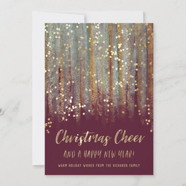 Christmas Cheer Painted Brush Strokes and Confetti Holiday Card (Front)