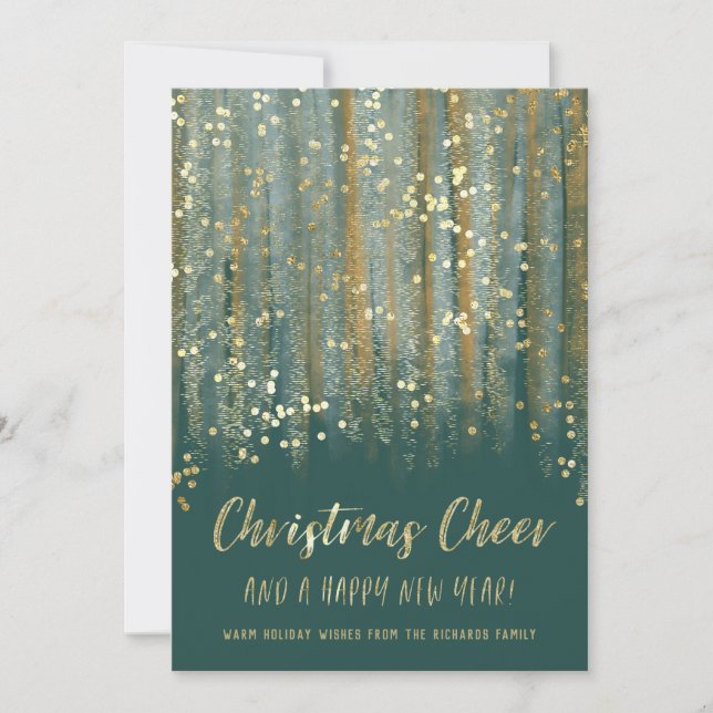 Christmas Cheer Painted Brush Strokes and Confetti Holiday Card (Front)
