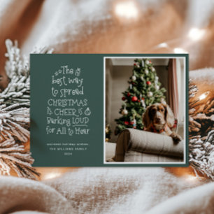 Christmas Cheer Pet Photo Red Holiday Card