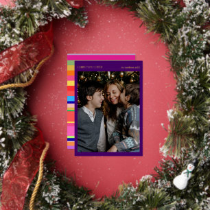 Christmas Cheer Photo Gold Foil Colourful  Holiday Card