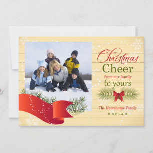 Christmas cheer pine bough holiday photo card