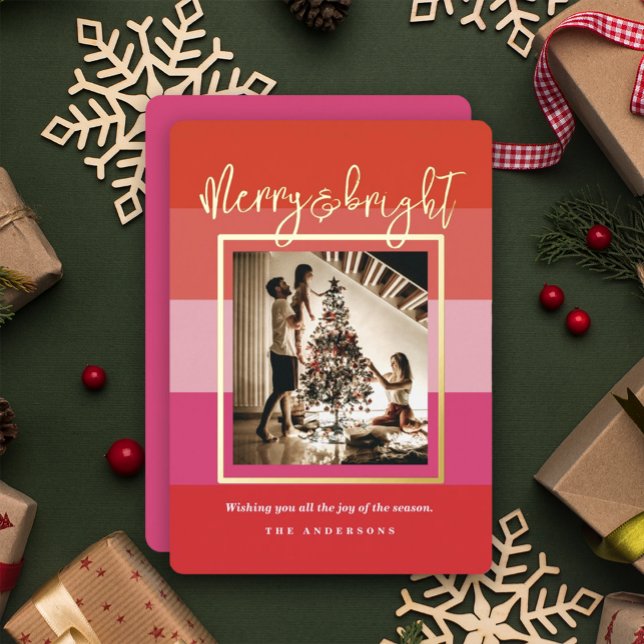 Christmas Cheer Red Stripes Holiday Foil Card (Creator Uploaded)